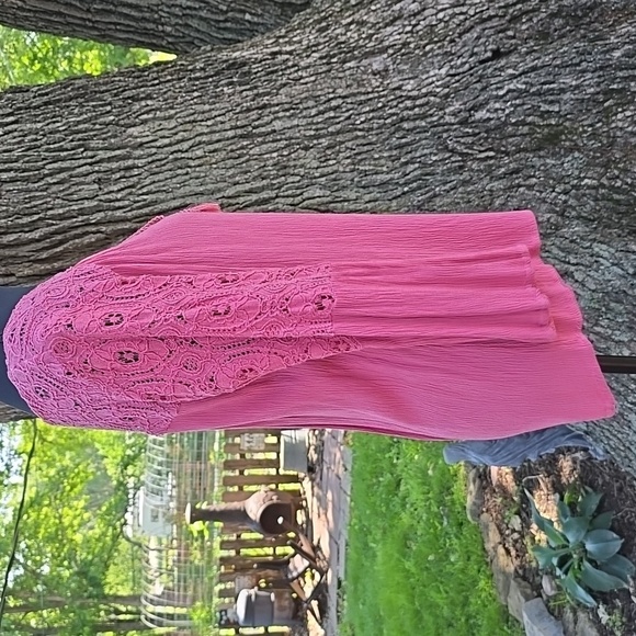 Maurices Pink Tie Front Long Sleeve Blouse L - Picture 3 of 5